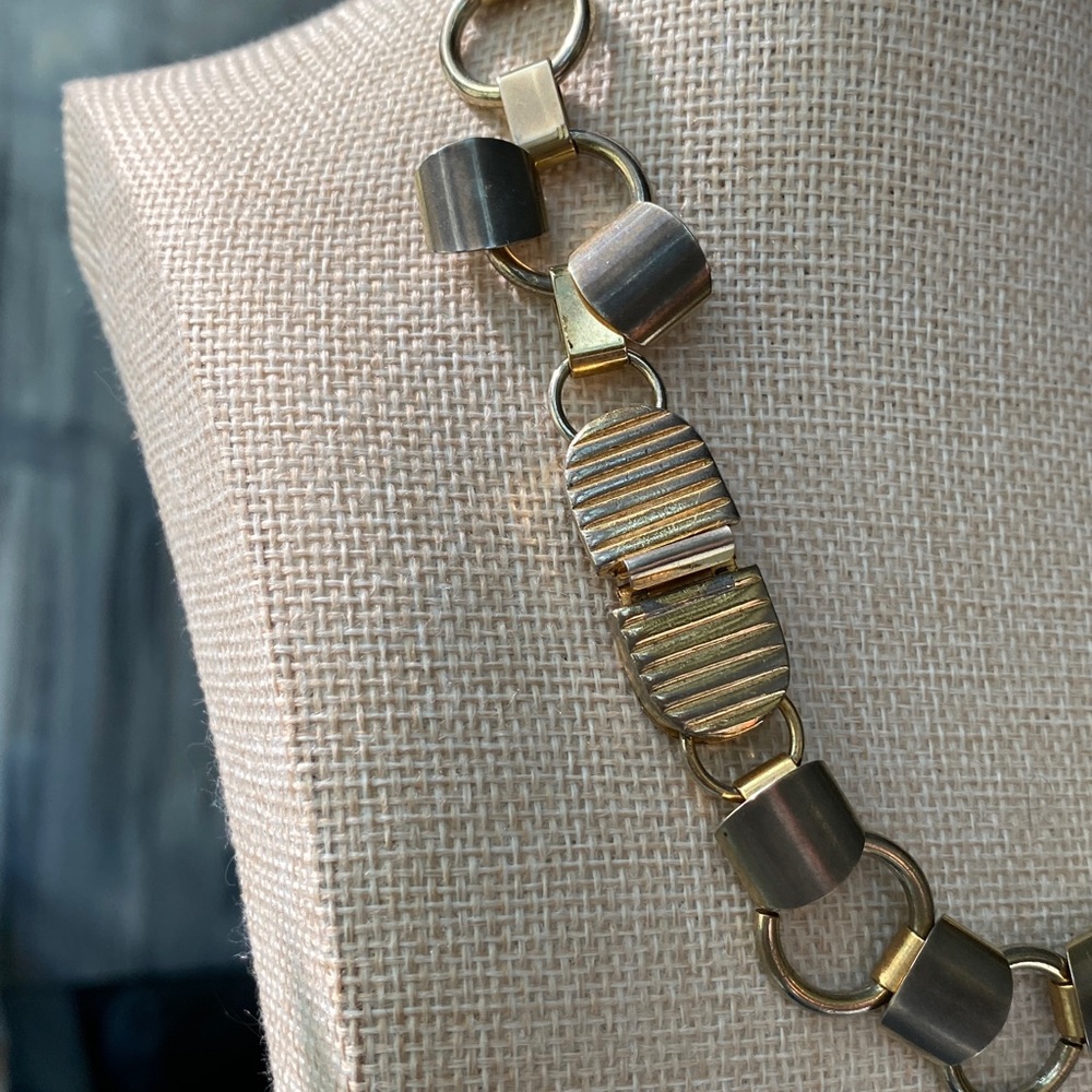 VTG Donald Stannard Gold Tone Link Necklace Signed Rare - Picture 5 of 8